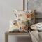 Aqua Orange Performance Pet Friendly Floral Linen Look Print Upholstery Fabric by The Yard - SKU: Eli Aqua